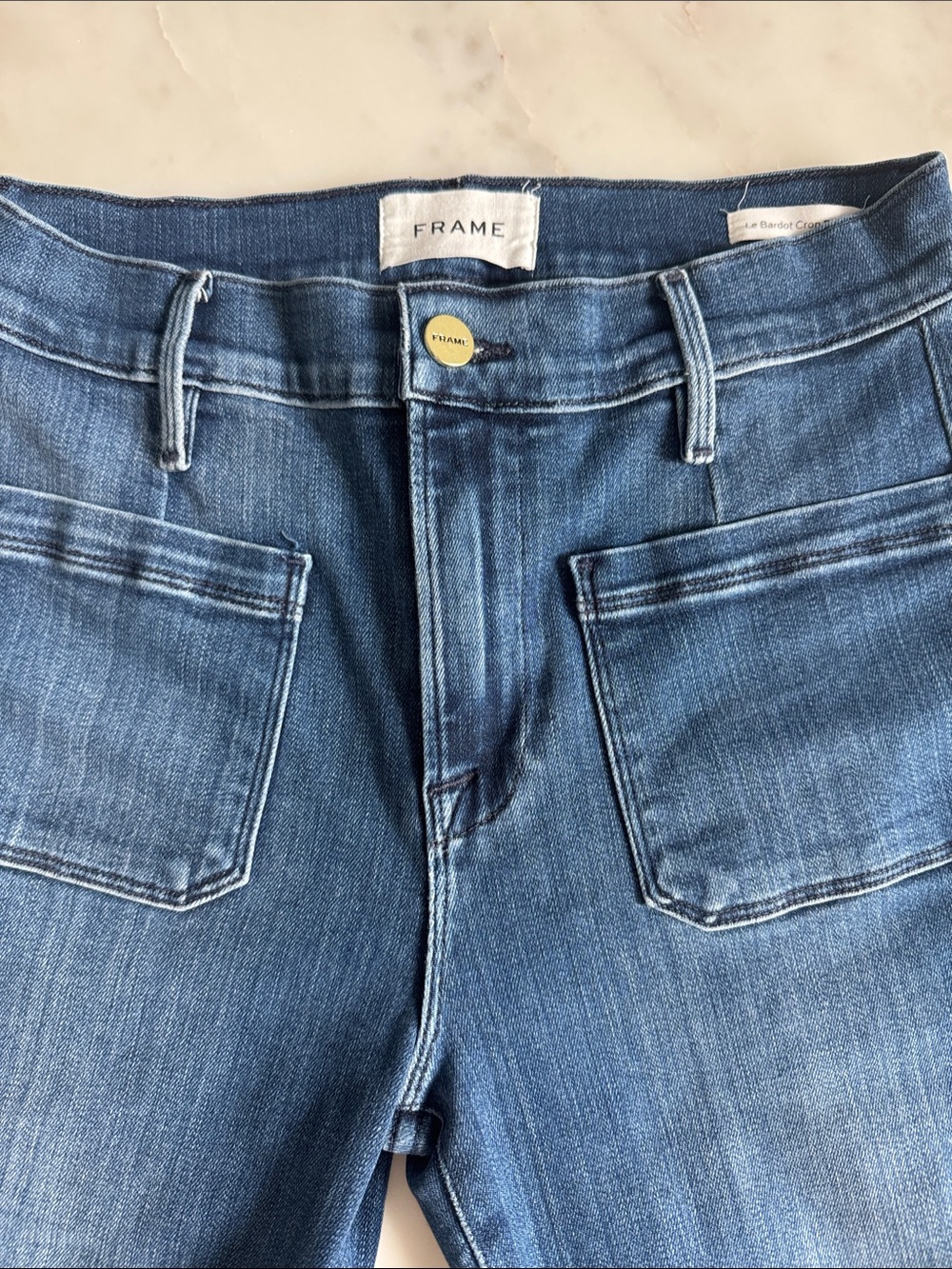 Frame Denim Light Blue High-Rise Front-Pocket Jeans